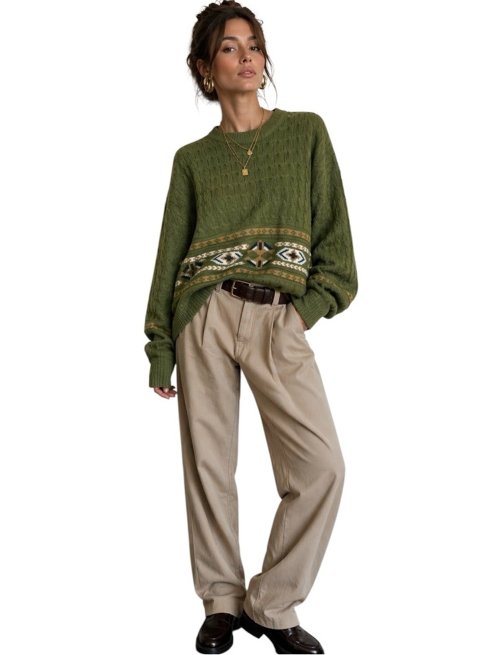 CACHAREL VINTAGE WOOL BLEND GRANDPA SWEATER